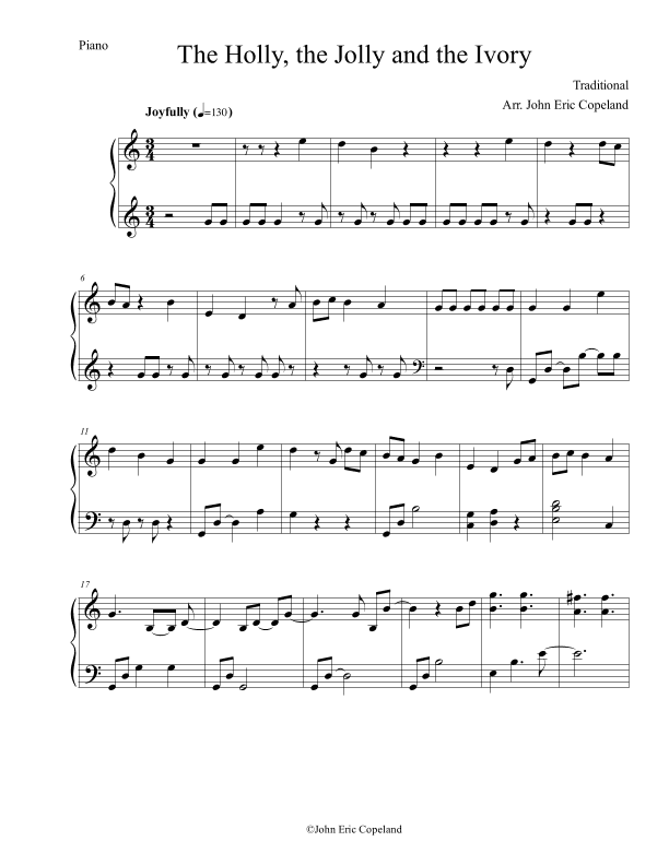 The Holly, The Jolly, and the Ivory (arr. John Eric Copeland)