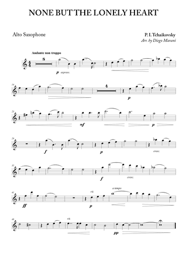 None but the Lonely Heart for Alto Saxophone and Piano (arr. Diego Marani)