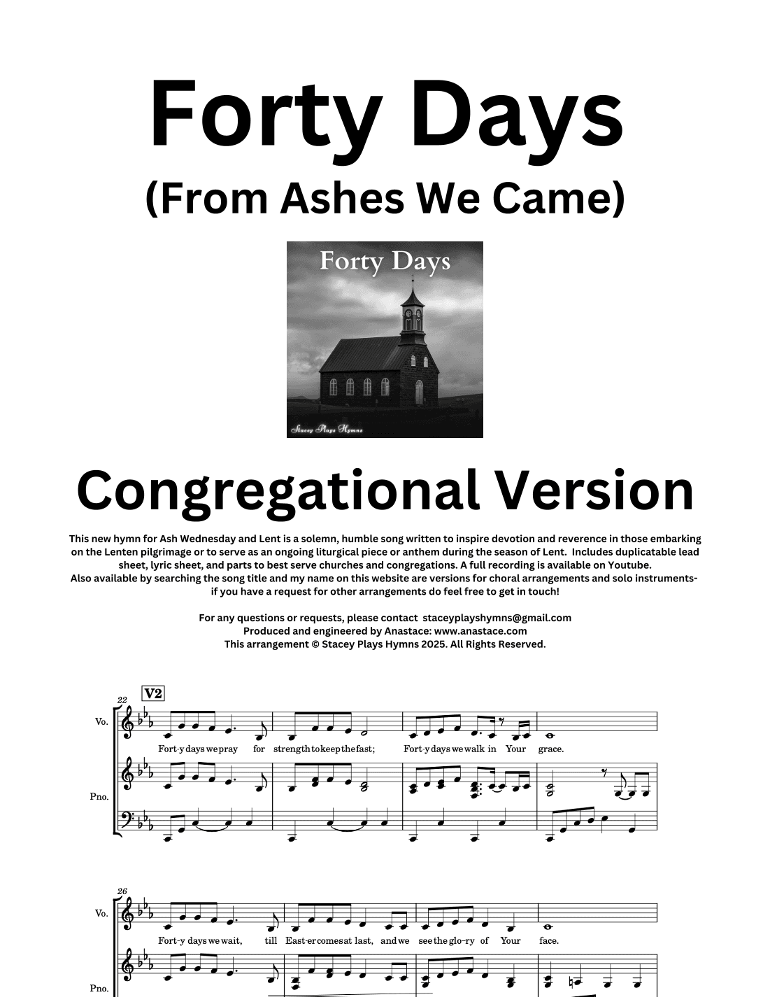 Forty Days (From Ashes We Came) - Congregational Version (Duplicatable)