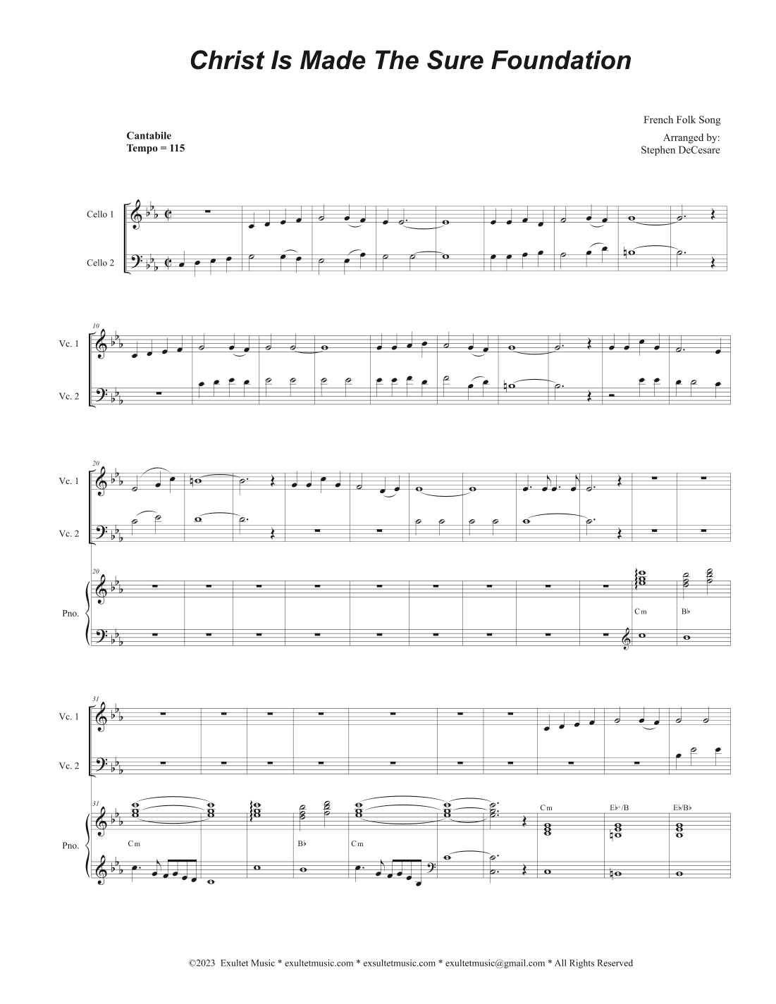 Christ Is Made The Sure Foundation (Cello Duet - Alternate Version) (arr. Stephen DeCesare)