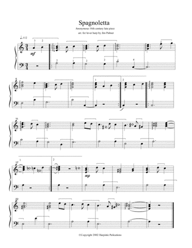 Spagnoletta for lever harp (arr. Jim Palmer)