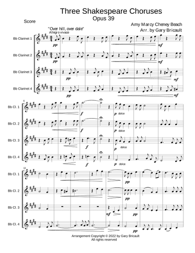 Three Shakespeare Choruses - Opus 39 (arr. Gary Bricault)