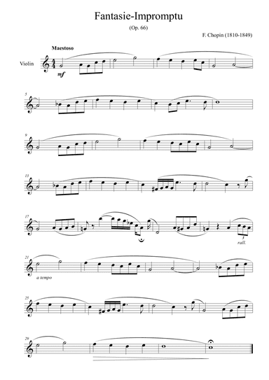 Fantaisie-Impromptu (Op. 66) - for violin solo (arr. Passoni Music)