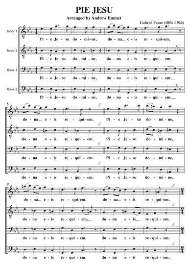 Pie Jesu (Faure) A Cappella TTBB (arr. Andrew Emmet)