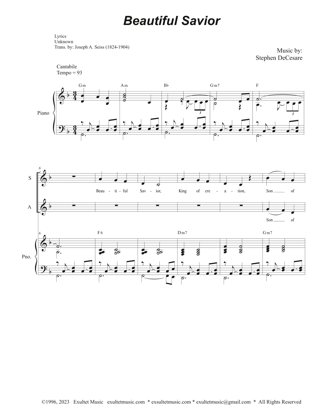 Beautiful Savior (Vocal Quartet - (SATB)