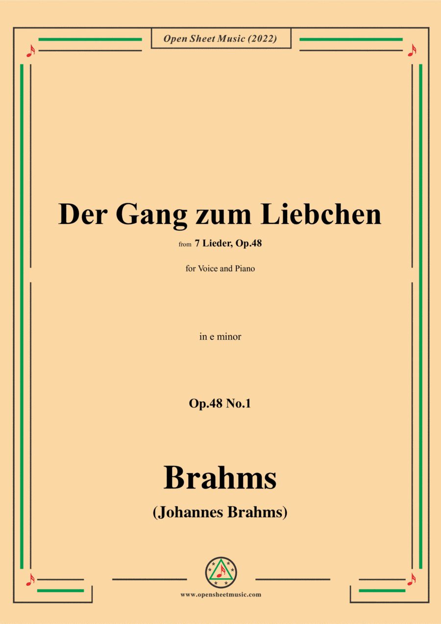Brahms-Der Gang zum Liebchen,Op.48 No.1 in e minor (arr. Open Cloud)