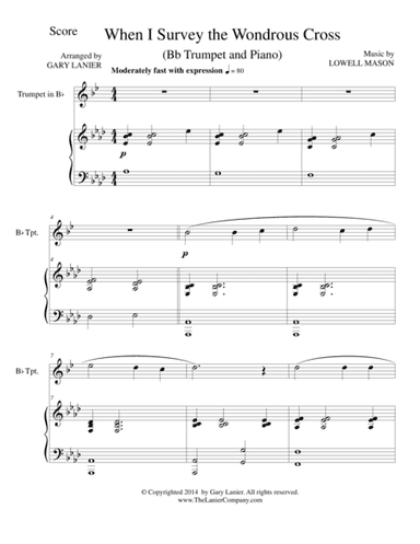 WHEN I SURVEY THE WONDROUS CROSS (Bb Trumpet/Piano and Trumpet Part) (arr. Gary Lanier)