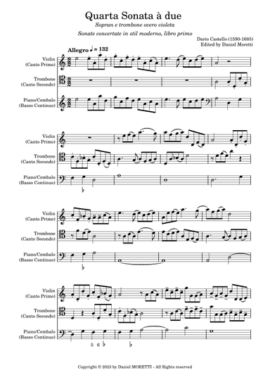 Quarta Sonata à due - Sonata concertante in stil moderno, libro primo (arr. Daniel Moretti)