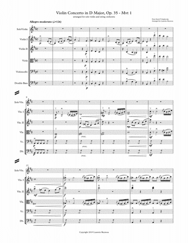 Tchaikovsky Violin Concerto - 1st Movement - Solo Violin and String Orchestra (arr. Laurette Reynosa)