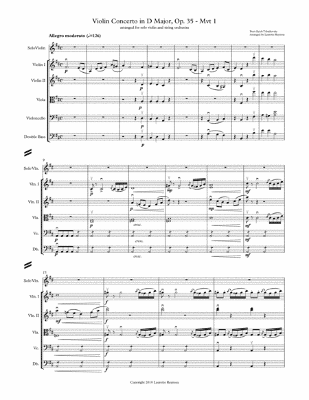 Tchaikovsky Violin Concerto - 1st Movement - Solo Violin and String Orchestra (arr. Laurette Reynosa)