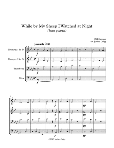While by My Sheep I Watched at Night (brass quartet) (arr. Jordan Grigg)