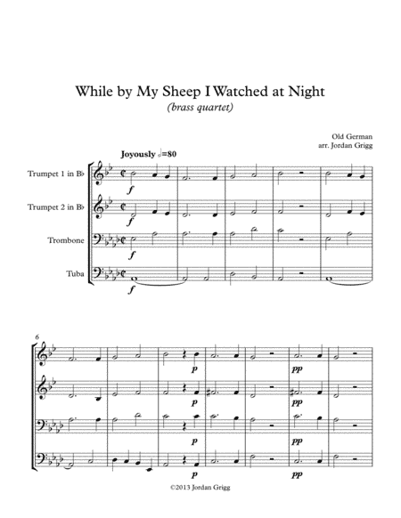 While by My Sheep I Watched at Night (brass quartet) (arr. Jordan Grigg)