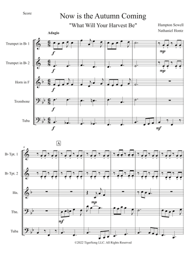 Now is the Autumn Coming ("What will your Harvest Be?") (arr. Nathaniel Hontz)