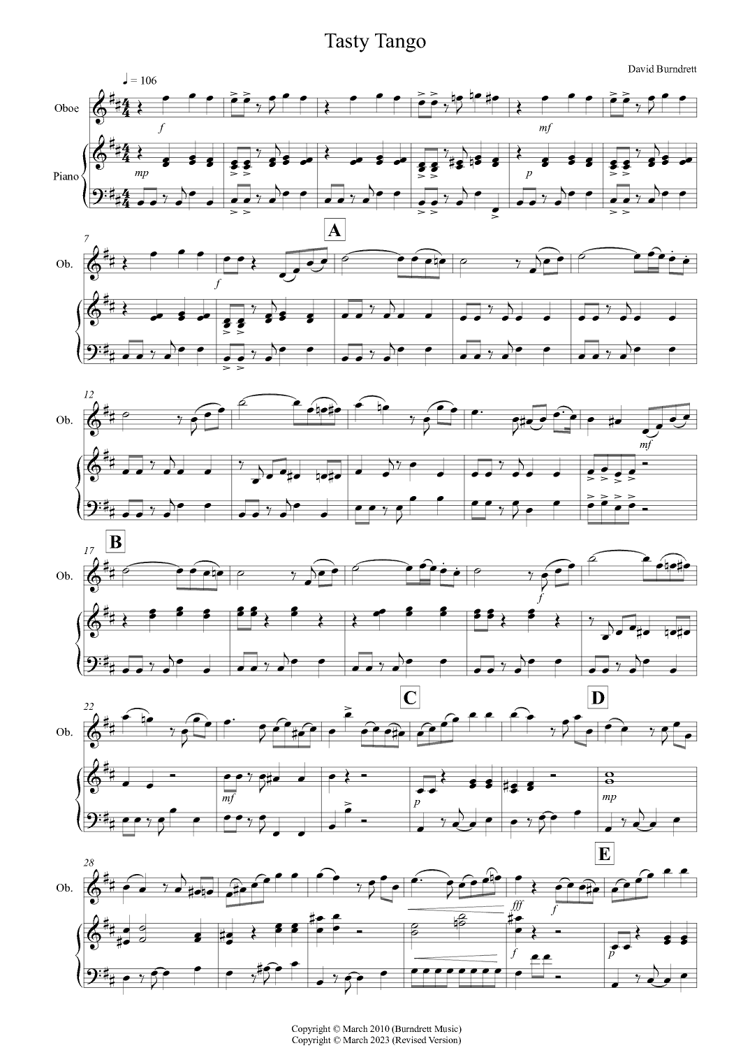 Tasty Tango for Oboe and Piano