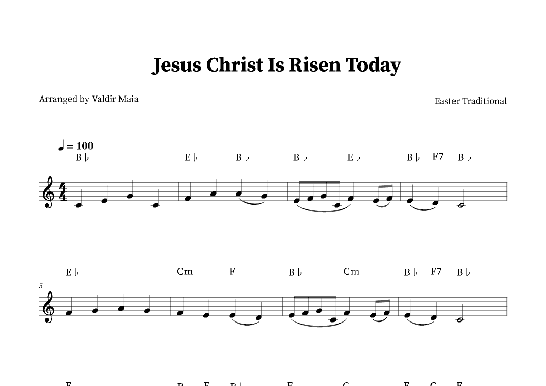 Jesus Christ Is Risen Today - Trumpet (+ chords) (arr. Valdir Maia)