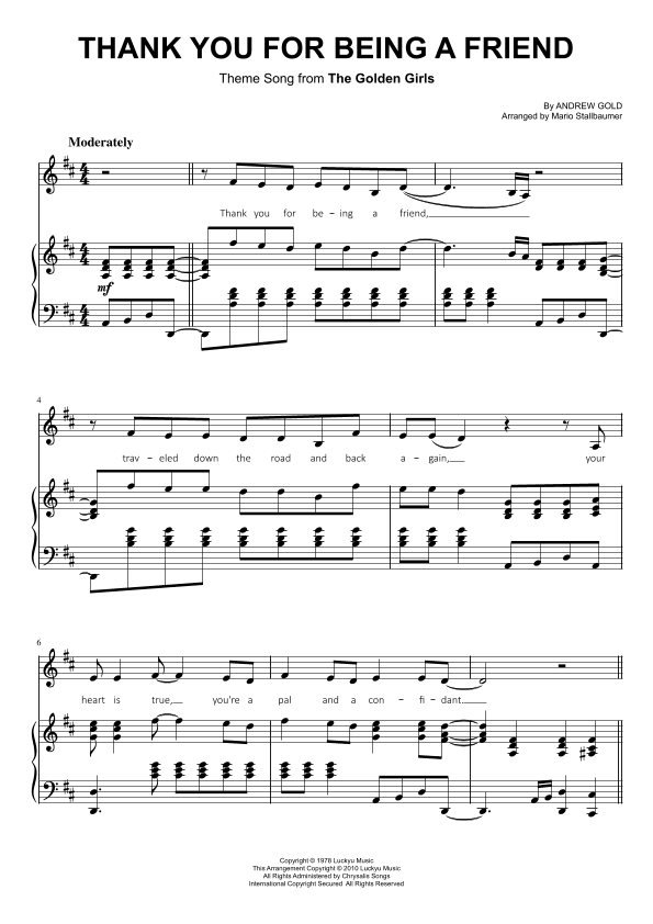 Thank You For Being A Friend (arr. Mario Stallbaumer)