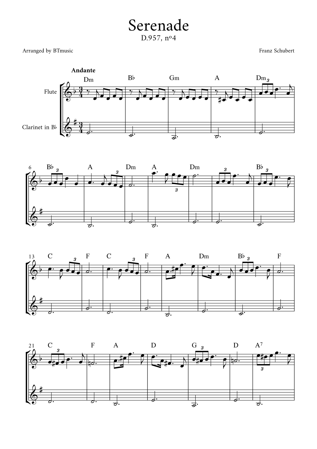 Serenade (D.957, n.4) - Schubert (arr. BTmusic)