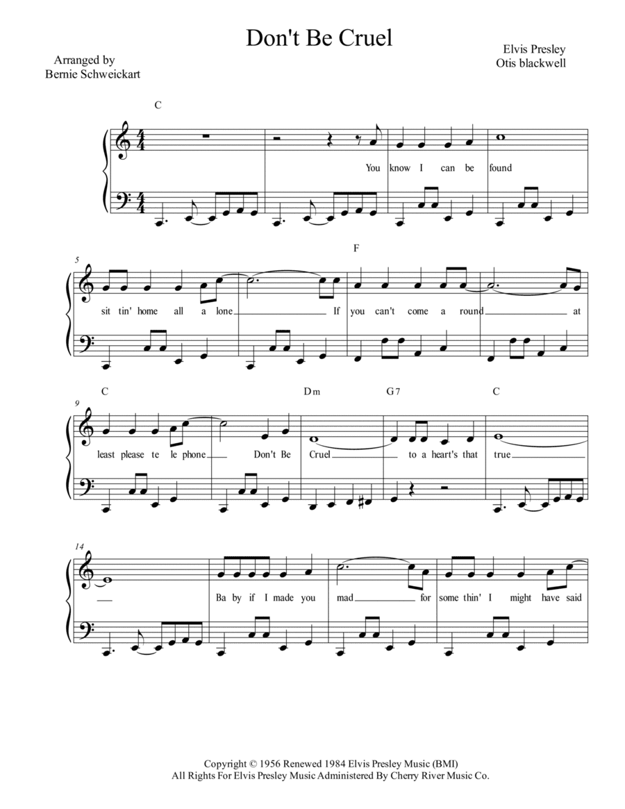 Don't Be Cruel (to A Heart That's True) (arr. Bernie Schweickart)