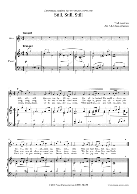 Still, Still, Still - Voice and Piano (arr. Anne L Christopherson GRSM ARCM)