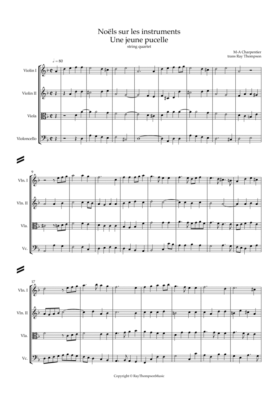 Charpentier: Noëls sur les instruments H534: Une jeune pucelle - string quartet (arr. Ray Thompson)