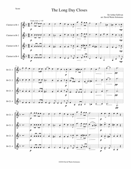 The long day closes for 4 clarinets (arr. David Warin Solomons)