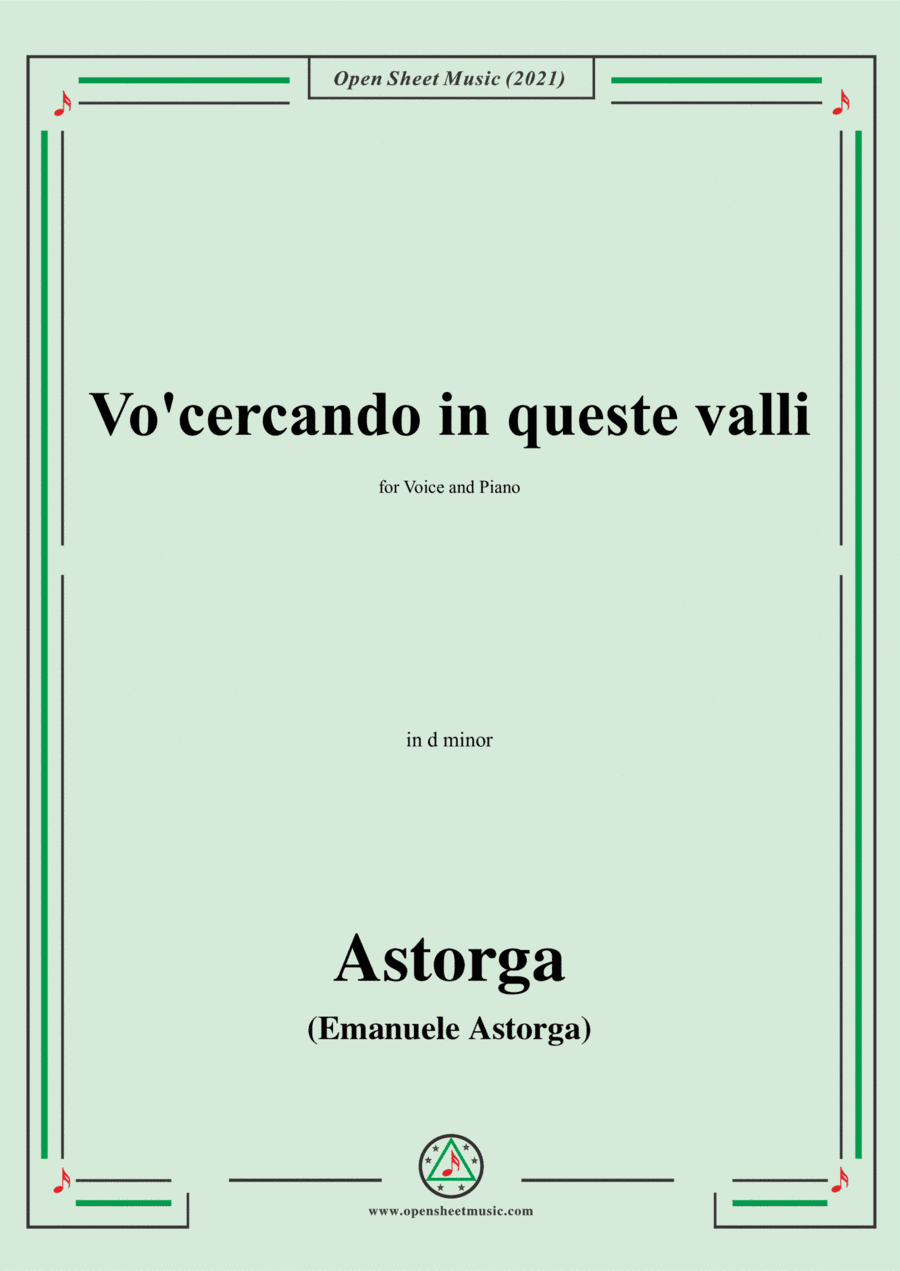 Astorga-Vocercando in queste valli,in d minor,for Voice and Piano (arr. Open Cloud)