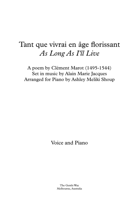 Tant que vivrai en âge florissant