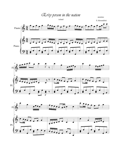 Every person in the nation. Flute and piano (arr. Ester Alessandrini)