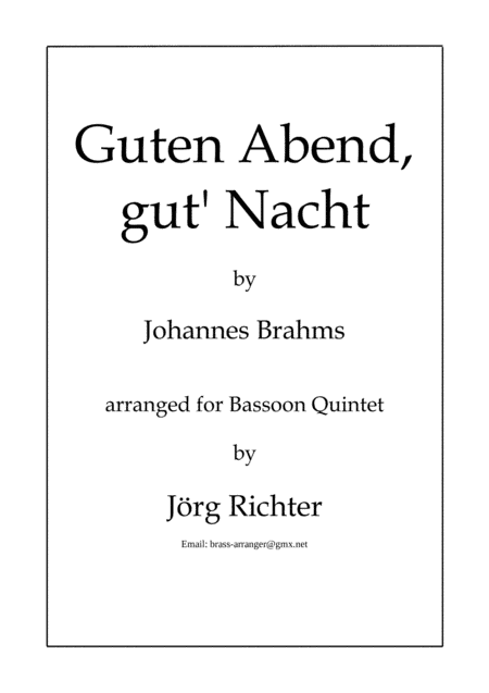 Brahms' Lullaby (Cradle Song) for Bassoon Quintet (arr. Jörg Richter)