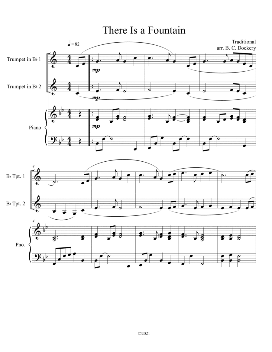 There Is a Fountain (Trumpet Duet) with piano accompaniment (arr. B. C. Dockery)