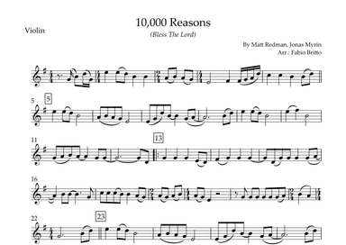 10,000 Reasons (bless The Lord) (arr. Fabio Britto)