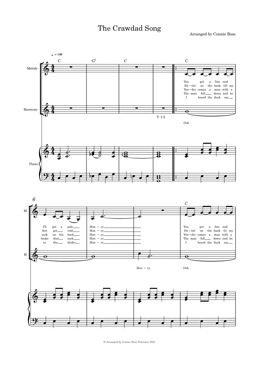 The Crawdad Song - duet and piano (arr. Connie Boss)