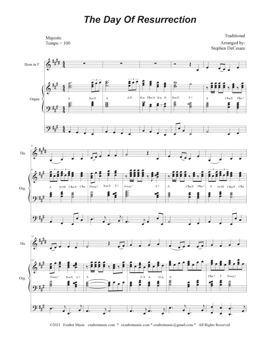The Day Of Resurrection (French Horn solo - Organ accompaniment) (arr. Stephen DeCesare)