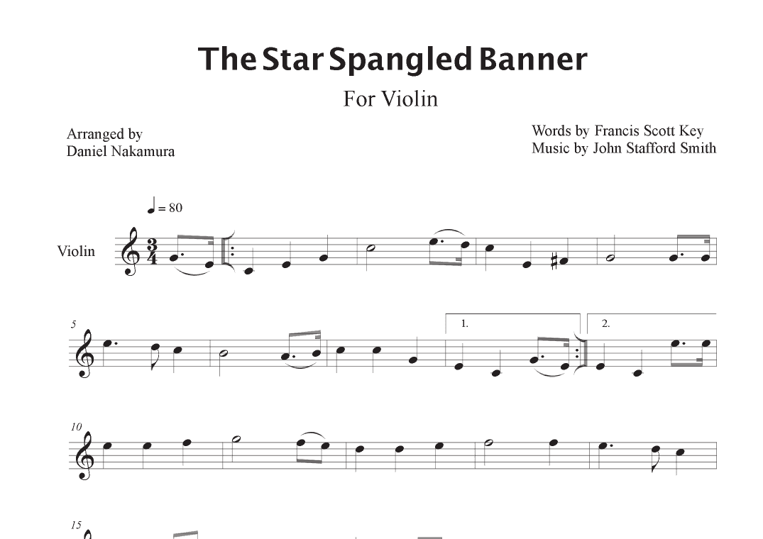 The Star Spangled Banner (For Violin) (arr. Daniel Nakamura)
