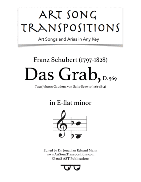 SCHUBERT: Das Grab, D. 569 (transposed to E-flat minor) (arr. ArtSongTranspositions.com)