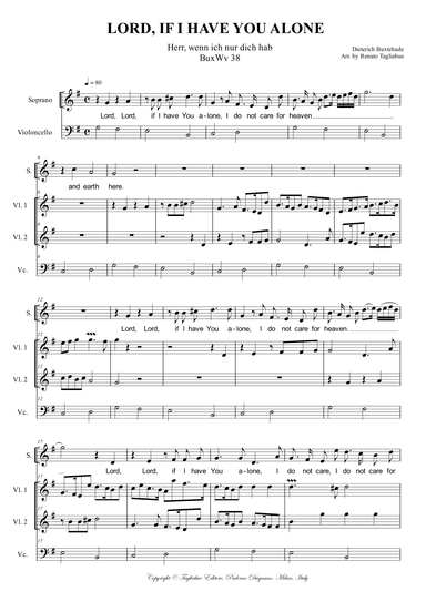 Buxtehude, LORD, IF I HAVE YOU ALONE (Herr, wenn ich nur dich hab). BuxWv 38. With Parts (arr. Renato Tagliabue)