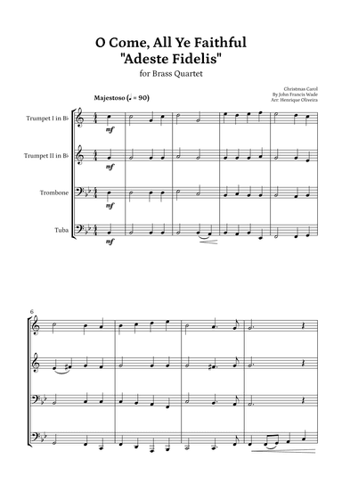 O Come, All Ye Faithful (Adeste Fidelis) - Brass Quartet (arr. Henrique Oliveira)