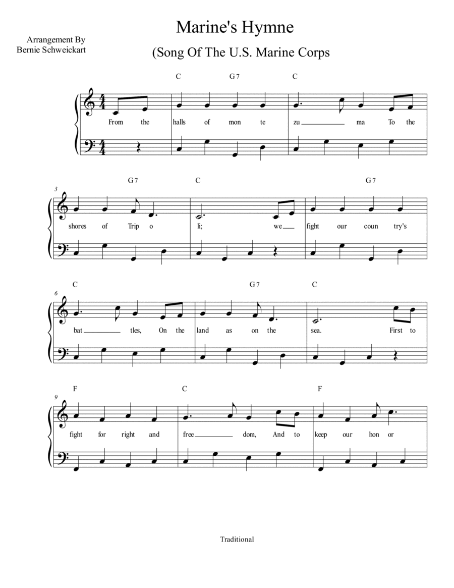 The Marine's Hymn (arr. Bernie Schweickart)