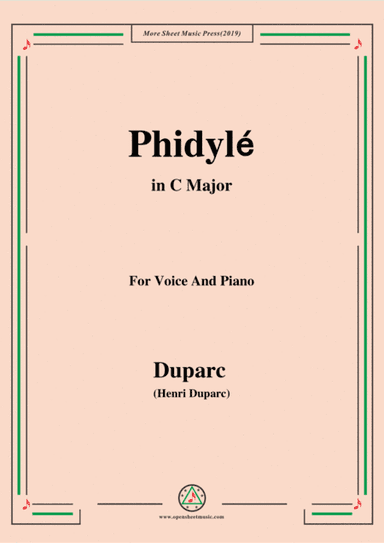 Duparc-Phidylé in C Major,for Voice and Piano (arr. MSM)