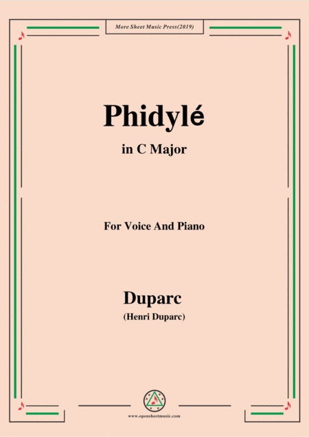 Duparc-Phidylé in C Major,for Voice and Piano (arr. MSM)