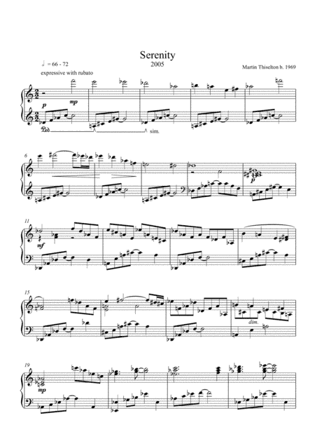 Serenity for solo piano