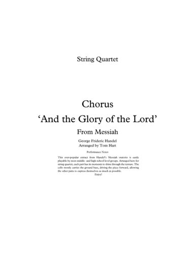 The Glory of the Lord - Messiah (arr. Tom Hart)