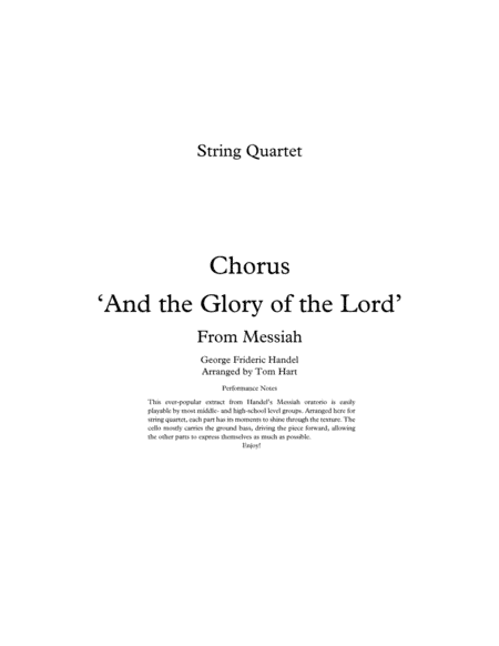 The Glory of the Lord - Messiah (arr. Tom Hart)