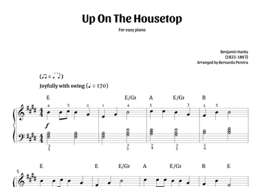 Up On The Housetop (easy piano in E major – with chords) (arr. Bernardo Pereira)