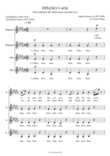 Orlofsky's aria (from Die Fledermaus), SSAA a cappella (arr. Ivana Tuskan)