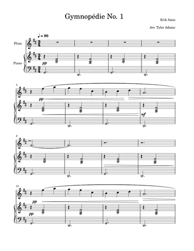 Gymnopédie No. 1 (Flute Solo and Piano) (arr. Tyler Adams)