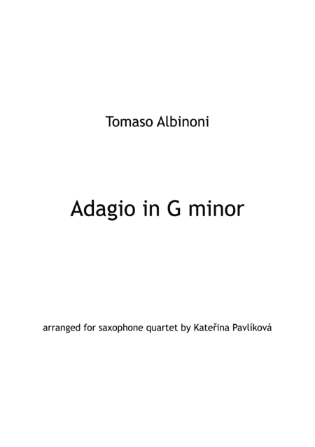Adagio In G Minor (arr. Kateřina Pavlíková)