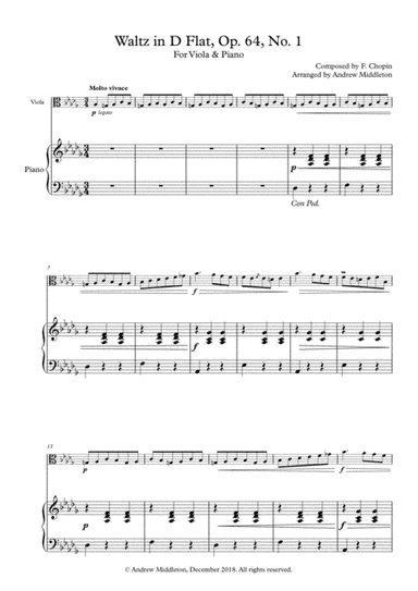 Waltz in D Flat, Op. 64, No. 1 for Viola and Piano (arr. Andrew Middleton)