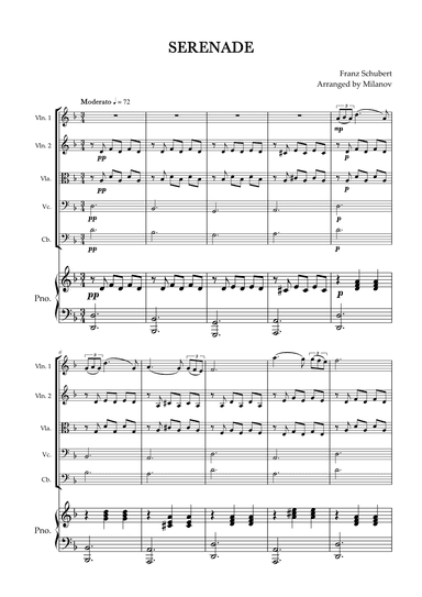 Serenade | Schubert | String Quintet | Piano (arr. Milanov)