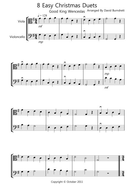 8 Easy Christmas Duets for Viola And Cello (arr. David Burndrett)
